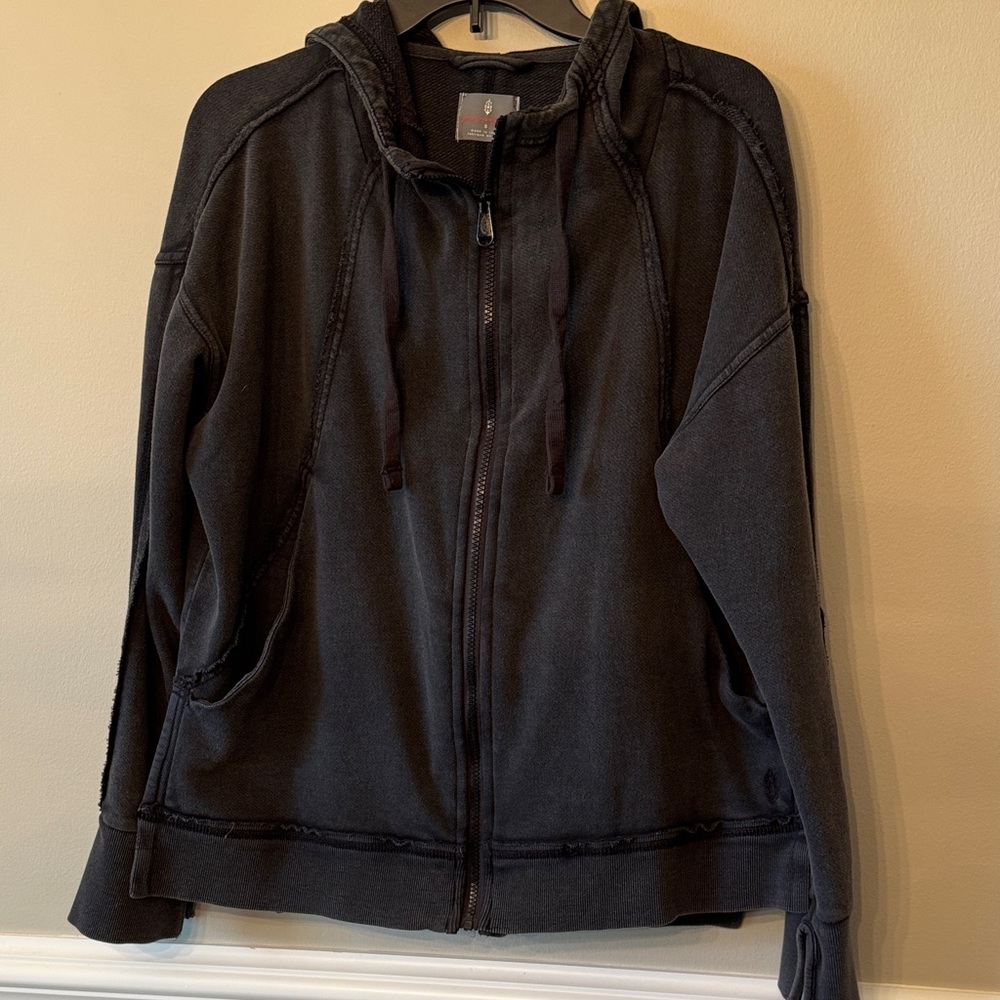 FP Movement by Free People Dark Charcoal French Terry Zip Hoodie